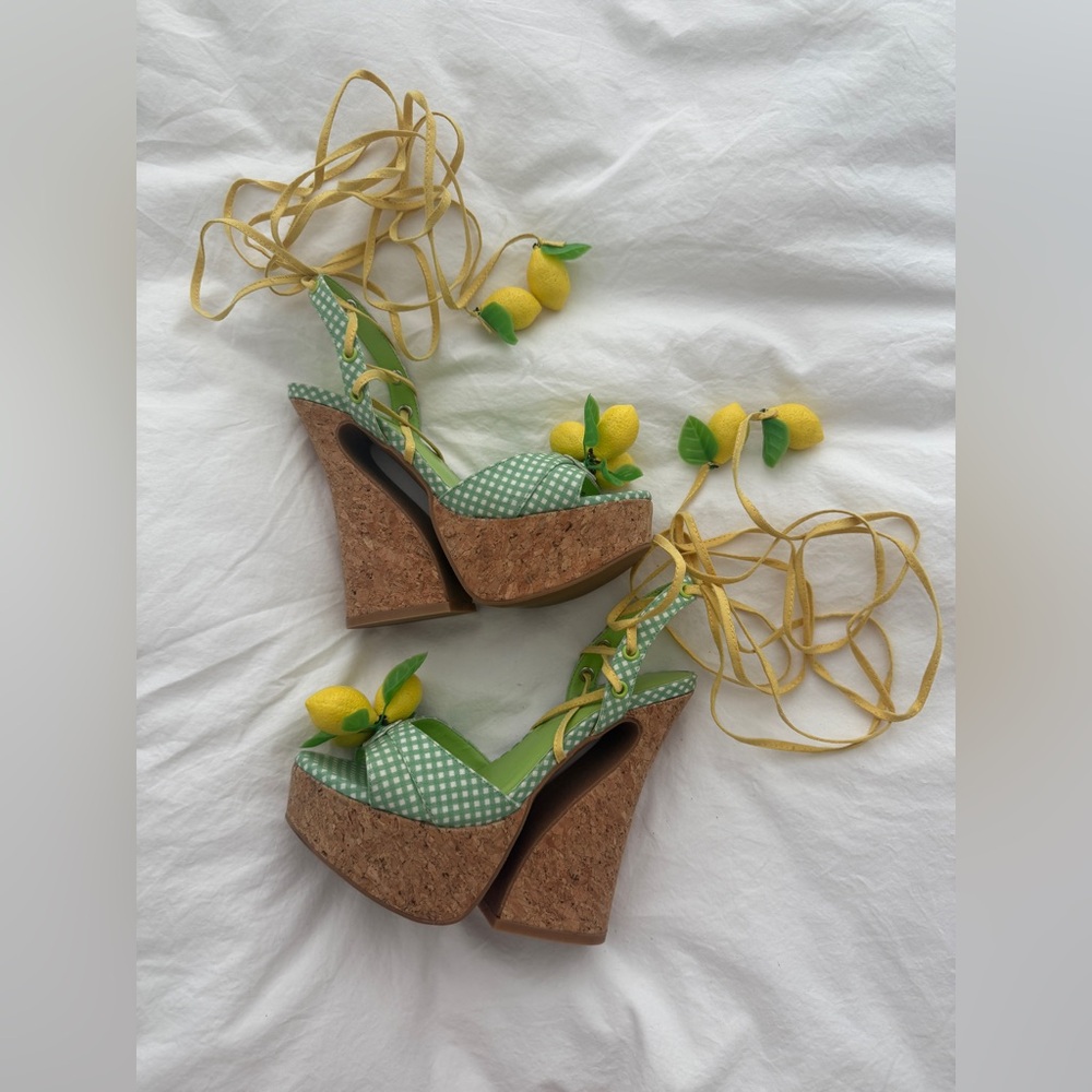 Sugar Thrillz Sour Hour Gingham Lemon Platforms